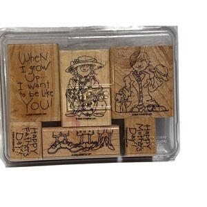 Stampin Up "When I Grow Up I Want To Be Like You" Set 6 wood Retired 2005 family